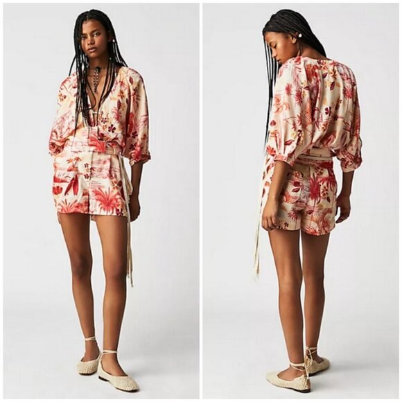 💕AGUA BENDITA💕 Linnea Romper - Shaka Tropical Print Medium M NWT - Picture 2 of 16